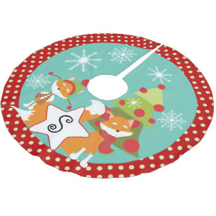 Custom Red Fox Christmas Holiday Tree Skirt 2