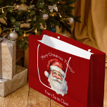 Custom Red From Santa Claus Kids Christmas Large Gift Bag<br><div class="desc">Customize this nostalgic from Santa Claus red gift bag with your own personalized text with your kids name in white script. This beautiful old fashioned drawing of Santa's red hat and white beard are the perfect holiday stickers for your children's presents under the tree on Christmas day.</div>