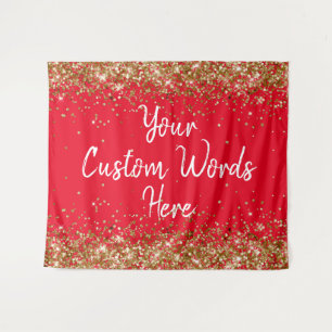 Custom Red Gold Backdrop Personalized Photo Booth Tapestry