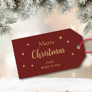 Custom Red & Gold Merry Christmas  Gift Tags