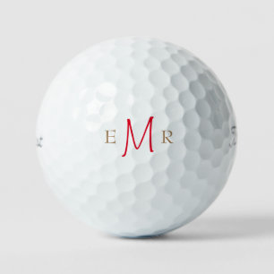 Custom Red & Gold Monogram Titleist VI Golf Balls