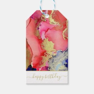 Custom Red Gold Purple Gold Script Font Gift Tags