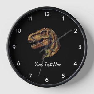 Custom Red Green Dinosaur T-Rex Tyrannosaurus      Clock
