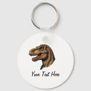 Custom Red Green Dinosaur T-Rex Tyrannosaurus Keychain