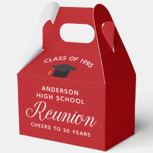 Custom Red High School Alumni Reunion Party Favor Box