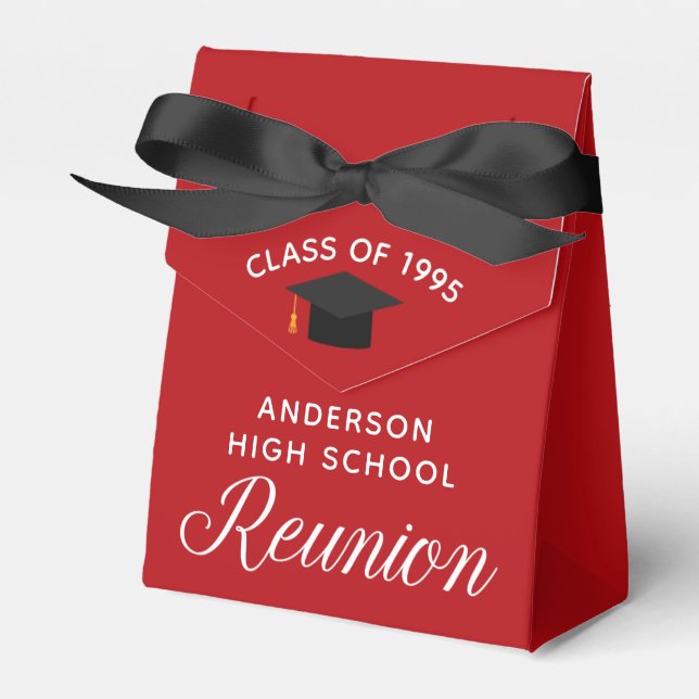 Custom Red High School Reunion Party Favor Box (Front Side)