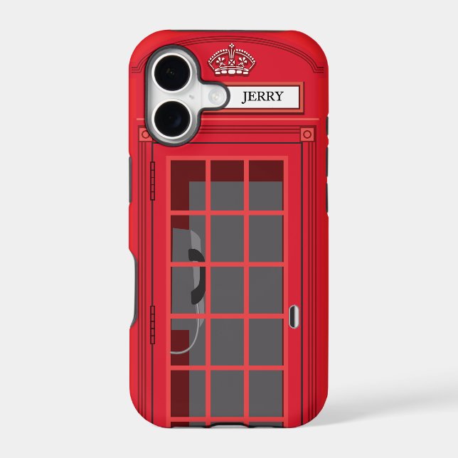 Custom Red London Phone Booth Iphone 17 Case (Back)