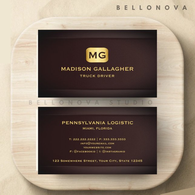 Custom Red Maroon Gold Transportation Professional Business Card (Custom Red Maroon Gold Transportation Professional Business Card)