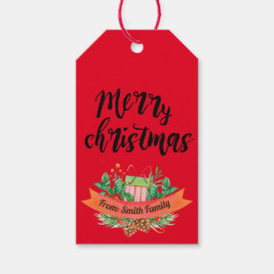 Custom Red Merry Christmas Personalized Gift Tags