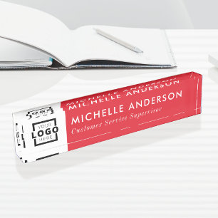 Custom Red Modern Minimalist Business Logo Nameplate