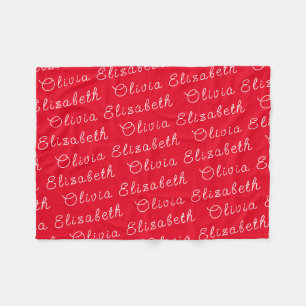 Custom Red Name Pretty Personalized Baby Girl Gift Fleece Blanket
