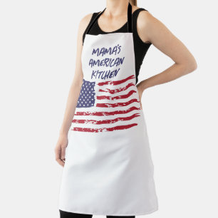 Custom Red & Navy American Flag Kitchen Adult Apron