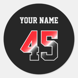 Custom Red Number 45 Personalized T Shirt Classic Round Sticker