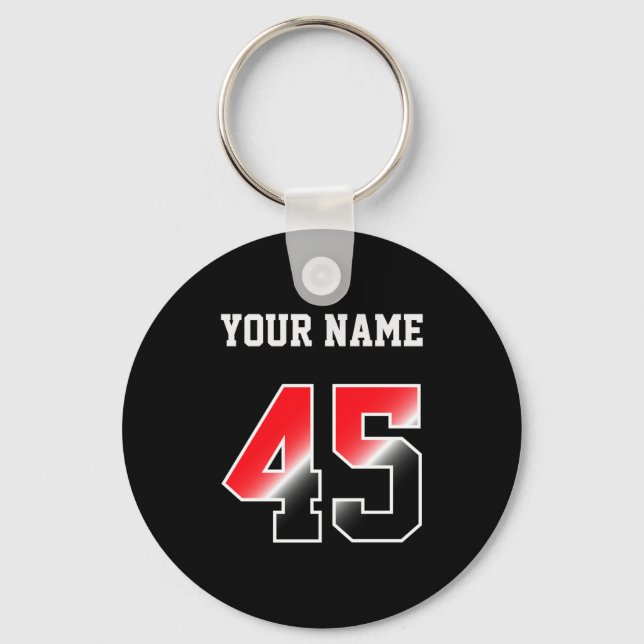 Custom Red Number 45 Personalized T Shirt  Keychain (Front)