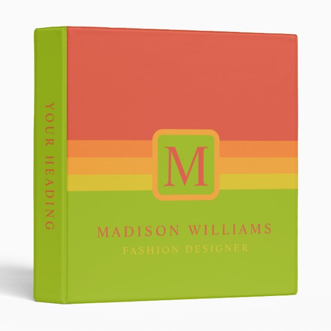 Custom Red Orange Yellow Green Colour Block Binder (Front/Spine)