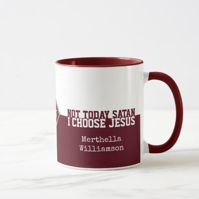 Custom Red PAS AUJOURD'HUI SATAN Christian Mug (Droite)
