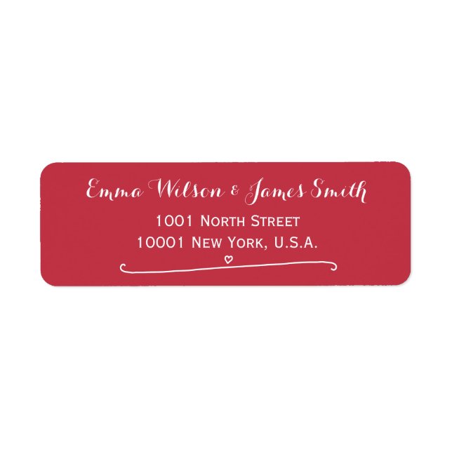 Custom Red Personalized Address Labels Heart (Front)