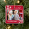 Custom Red Photo Border White Snowflakes Holiday