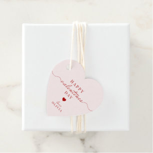 Custom red pink simple  VALENTINE’S DAY gift tag 