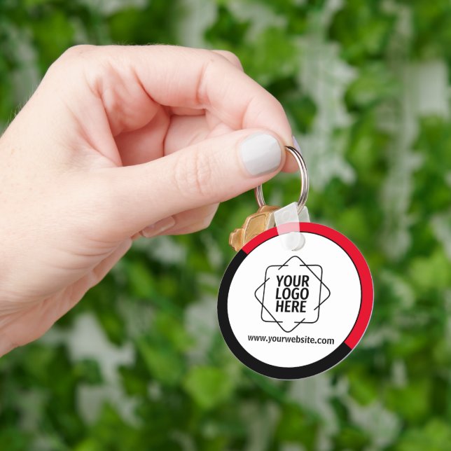 Custom Red Promotional Business Logo Branded Keych Keychain (Hand)