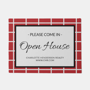 Custom Red Real Estate Open House Doormat