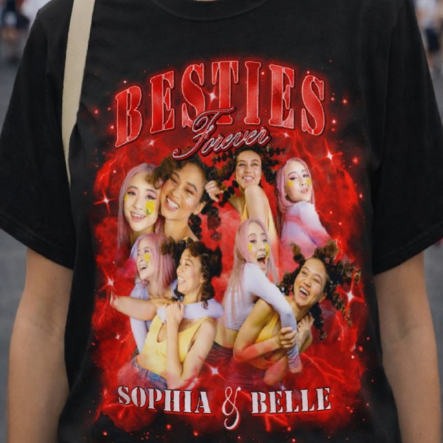 Custom Red Retro Bootleg Besties 90s Rap Tee Y2K  (Creator Uploaded)