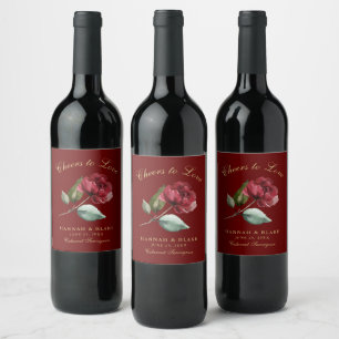 Custom Red Rose Cheers to Love Wine Label