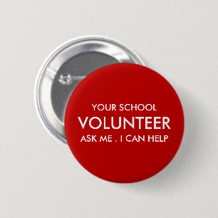 Custom Red School Volunteer 2 Inch Round Button