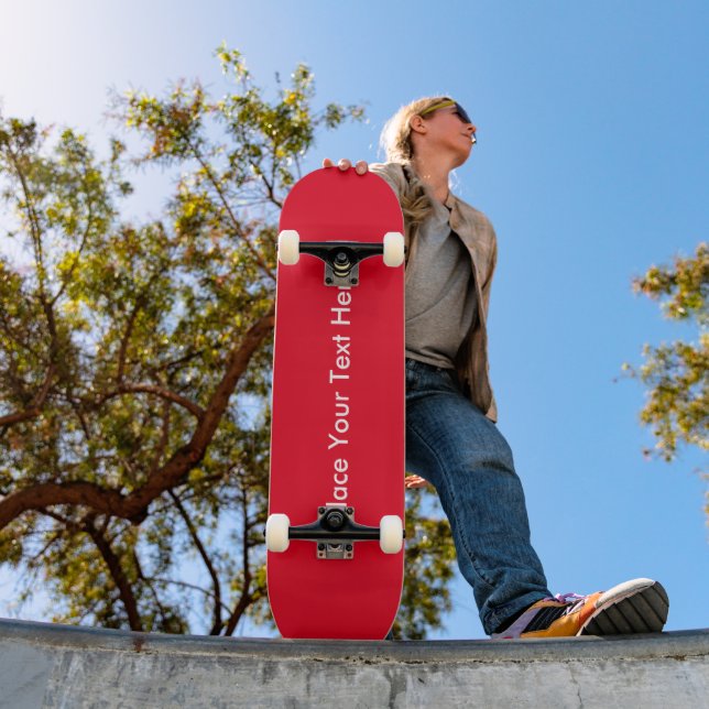 Custom Red Skateboard Deck – Personalized Text  (Outdoor 1)