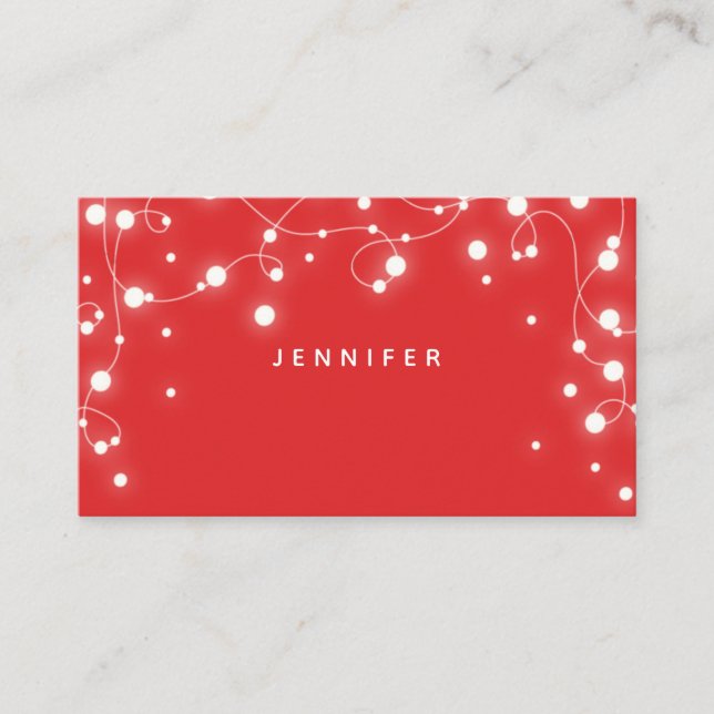 Custom Red Sparkling Lights Christmas Place Card (Front)