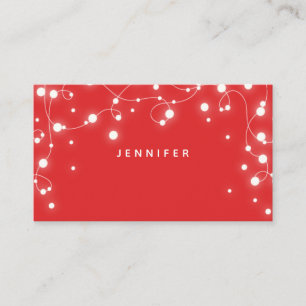Custom Red Sparkling Lights Christmas Place Card