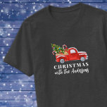 Custom Red Truck Matching Family Christmas T-Shirt<br><div class="desc">This Holiday Season,  encourage your family to wear matching shirts with our collection of cute designs that can be personalized with a name. Pick your favourite colour and shirt style before you add them to your cart. 🎄</div>