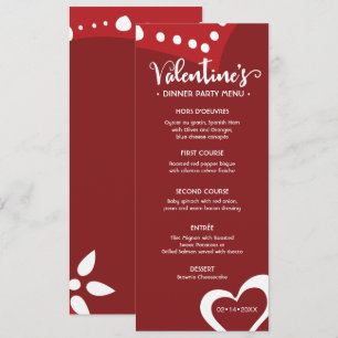Custom Red Valentine's dinner party menu Invitation