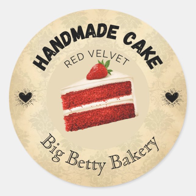 Custom Red Velvet Cake Labels | Personalized Baker (Front)