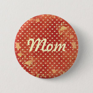 Custom Red Vintage Grunge Hearts Pattern 2 Inch Round Button