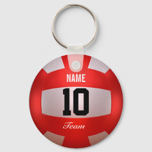 Custom Red Volleyball Keychain