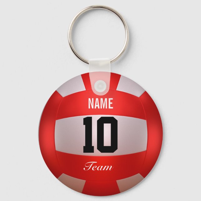 Custom Red Volleyball Keychain (Front)