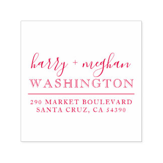 Custom  Red Wedding Names Script Return Address Self-inking Stamp