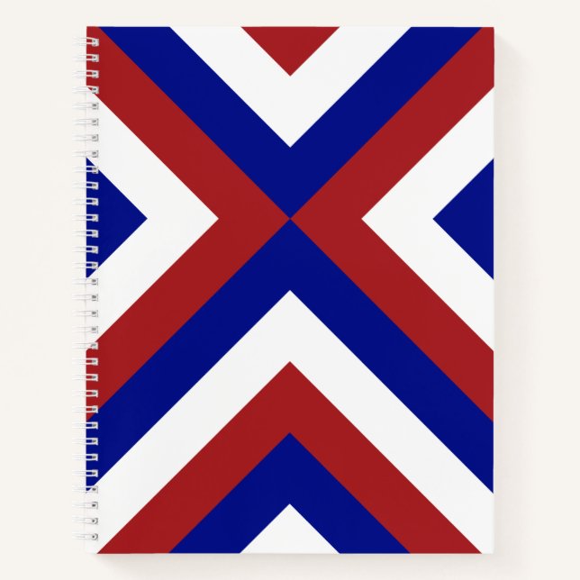 Custom Red, White, and Blue Chevrons Notebook (Front)