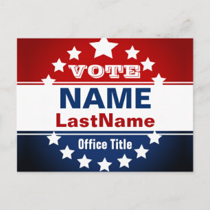 Custom Red, White and Blue Election Template Postcard