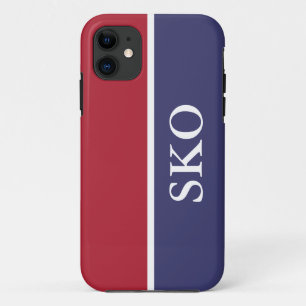 Custom Red White and Blue Striped Monogram iPhone 11 Case