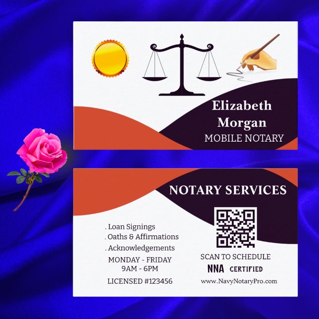 Custom Red White Black Notary Card Template  (Creator Uploaded)