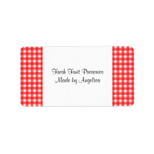 Custom Red White Country Plaid Canning Labels