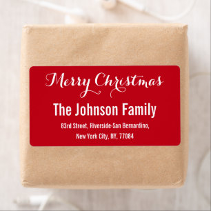 Custom Red White Elegant Christmas Return Address