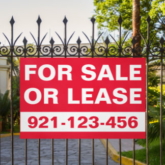 Custom Red White For Sale or Lease Real Estate Banner