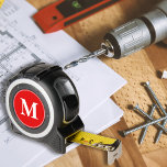 Custom Red White Monogram Handyman DIYer Tool Belt<br><div class="desc">Create your own custom, personalized, modern white monogram monogrammed on red background, 16-foot tape measure featuring inches on one side with metrics on the other, a belt clip - for hands-free convenience, a locking feature that makes accurately measuring projects easier and safer. Meant for indoor and outdoor use, a great...</div>