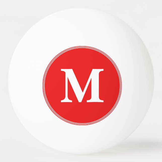 Custom Red White Monogrammed Table Tennis Beer Ping Pong Ball (Front)