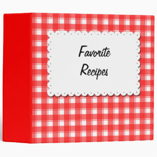 Custom Red White Plaid Recipe Binder