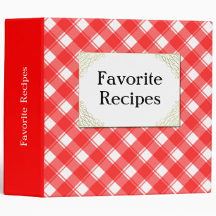 Custom Red White Retro Plaid Recipe Binder