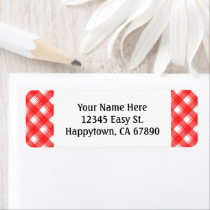 Custom Red White Retro Plaid Return Address Labels